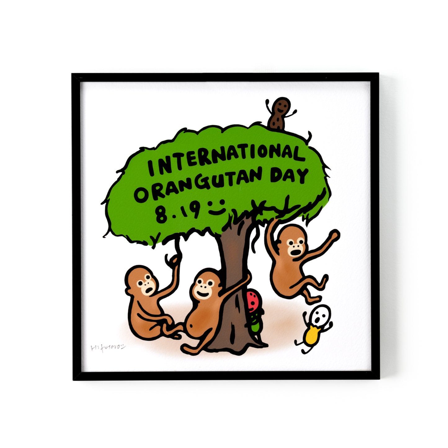 複製原画200角 "International Orangutan Day" 額付き/直筆サイン入り ※受注生産