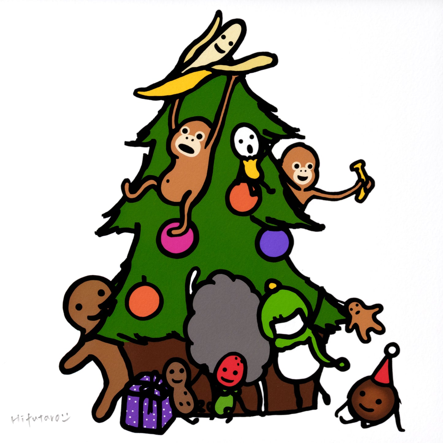 複製原画200角 "Happy Christmas" 額付き/直筆サイン入り ※受注生産
