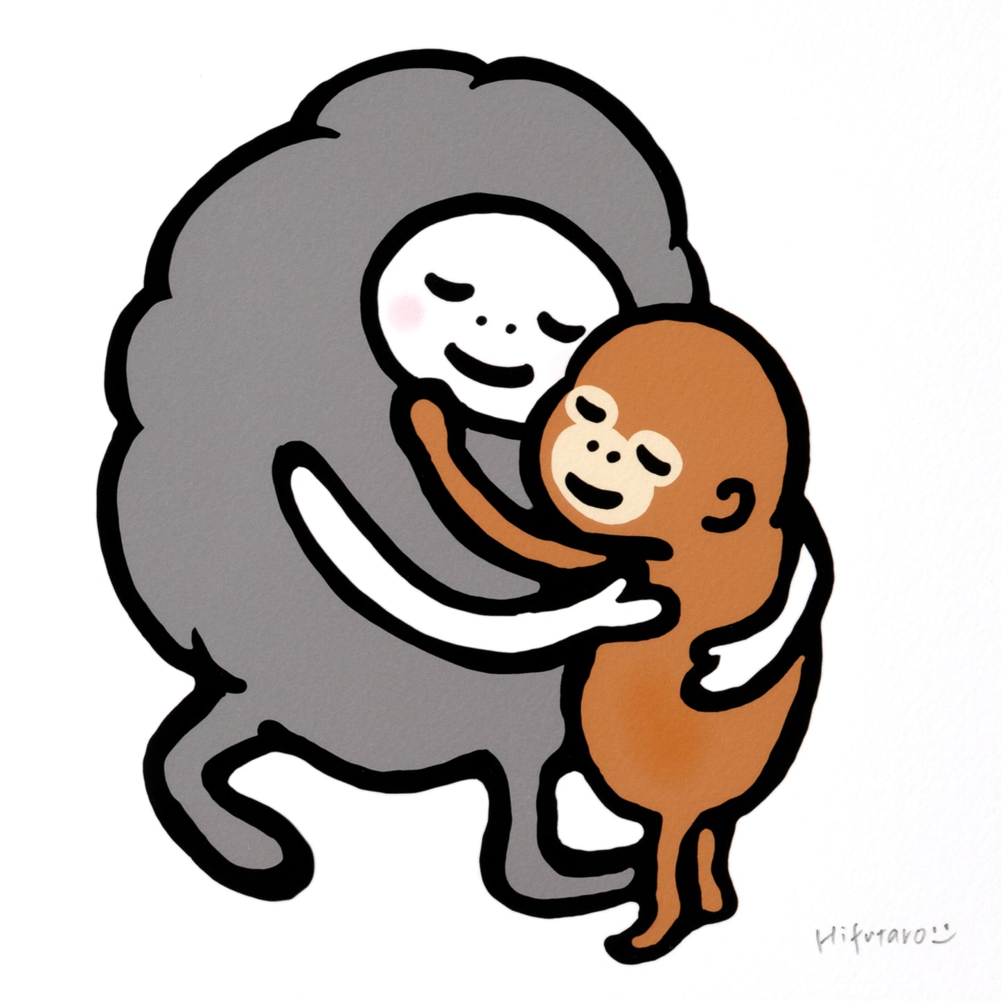 複製原画200角 "Hug" 額付き/直筆サイン入り ※受注生産