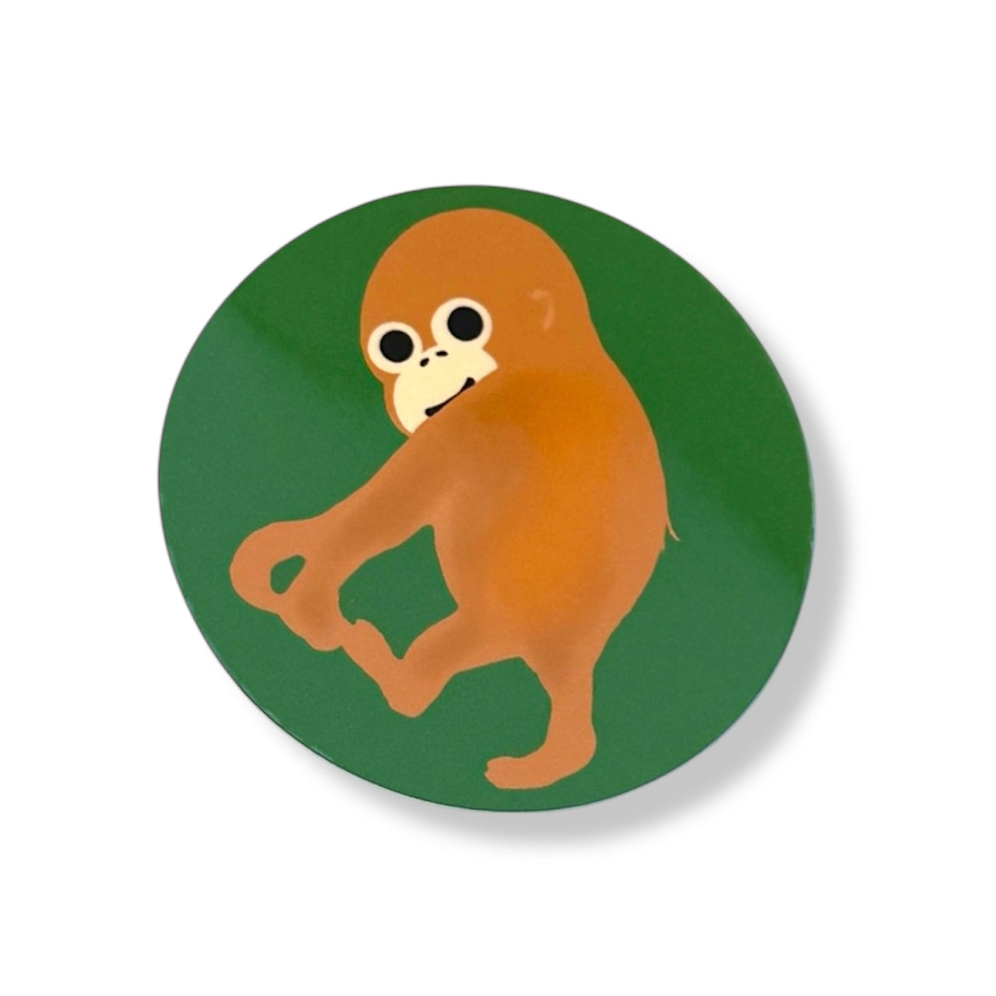 Round Sticker "Turning Around orangutan"