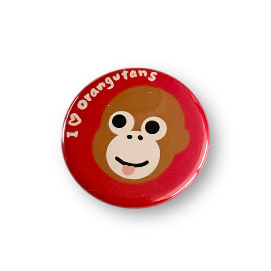 缶バッヂ　” I Love Orangutans”